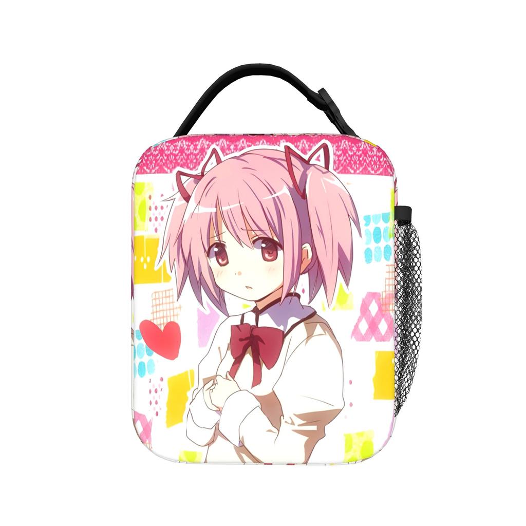 Anime Puella Magi Madoka Magica Insulated Lunch Bag Thermal Bag Reusable,Meal Container Comic Large Tote Lunch Box Food Handbags