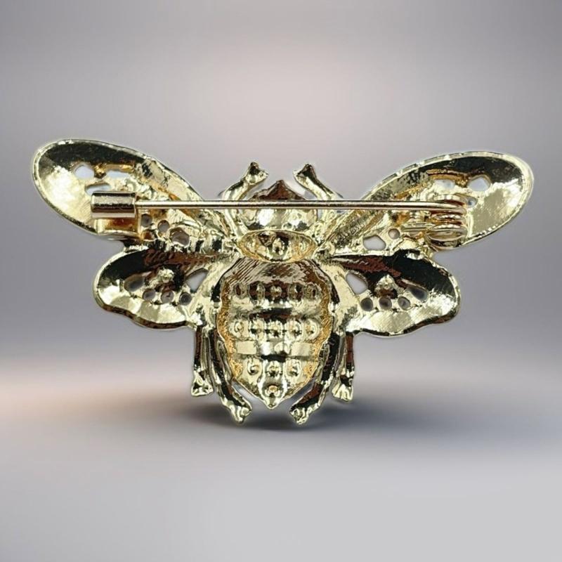 Fashionable Bees Shaped Enamel Pin Alloy Scarf Clip With Rhinestones Accessory for Formal Event and Daily Wear