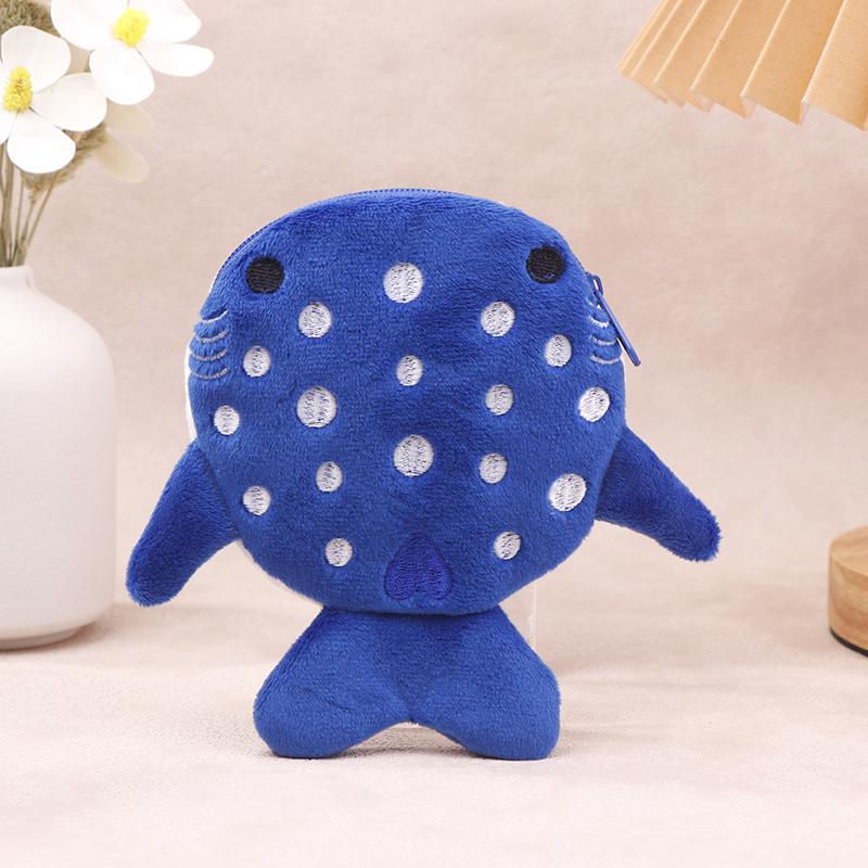 New Cartoon Plush Shark Coin Purse Zero Wallet Plush Animal Wallet For Kids Zipper Coin Bag Cute Pendant Data Cable Bag Gift
