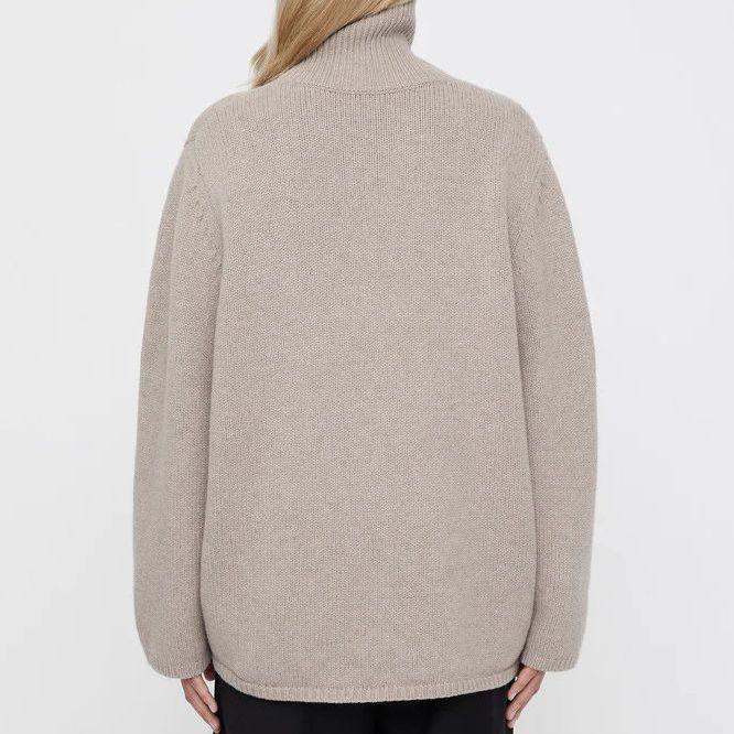 Women's European-Style High Neck Loose Wool Sweater for Autumn/Winter