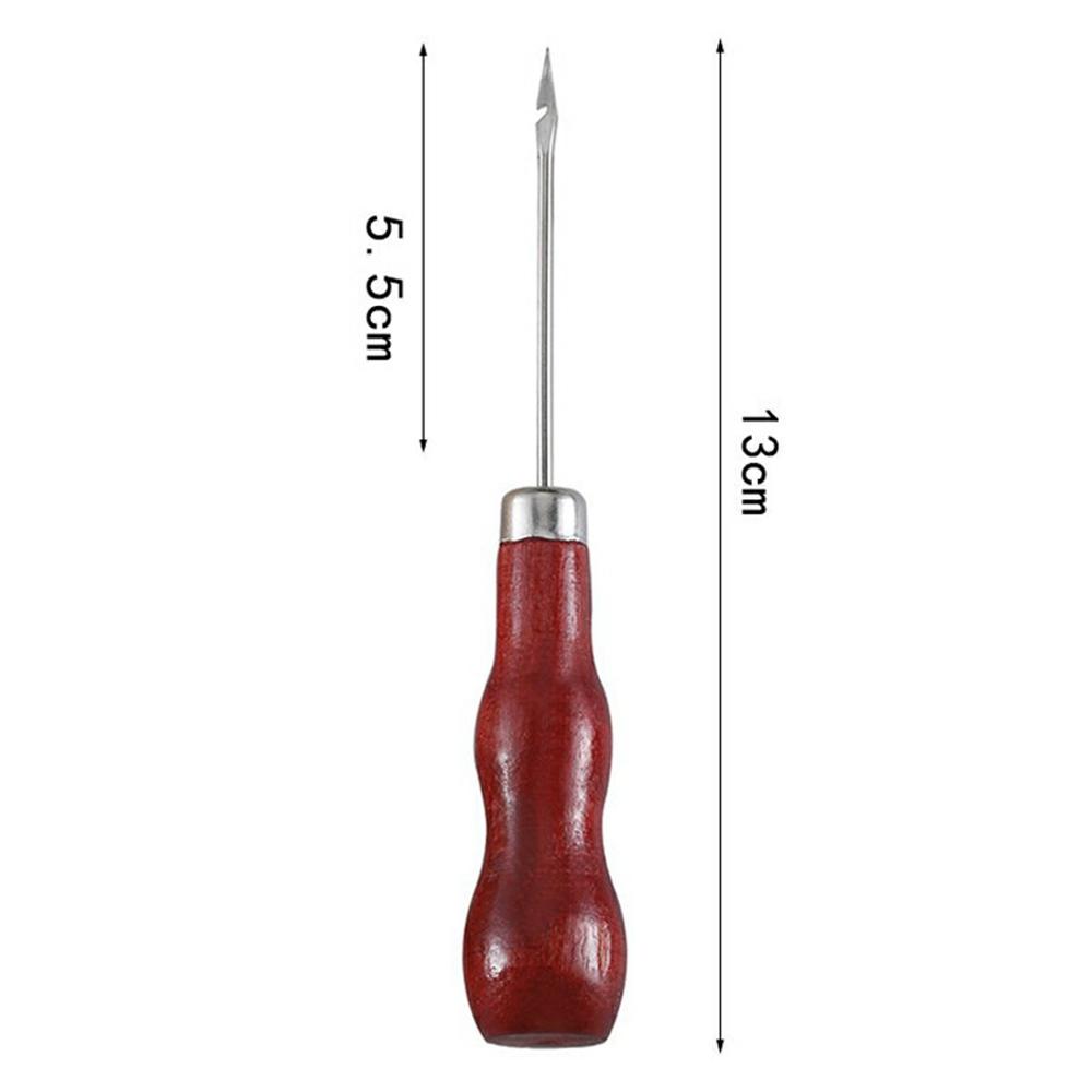 DIY Sewing Tool Double Gourd Red Wood Handle Awl Sharp Tip Punch Hole Maker For Fabric/Leather Crafts