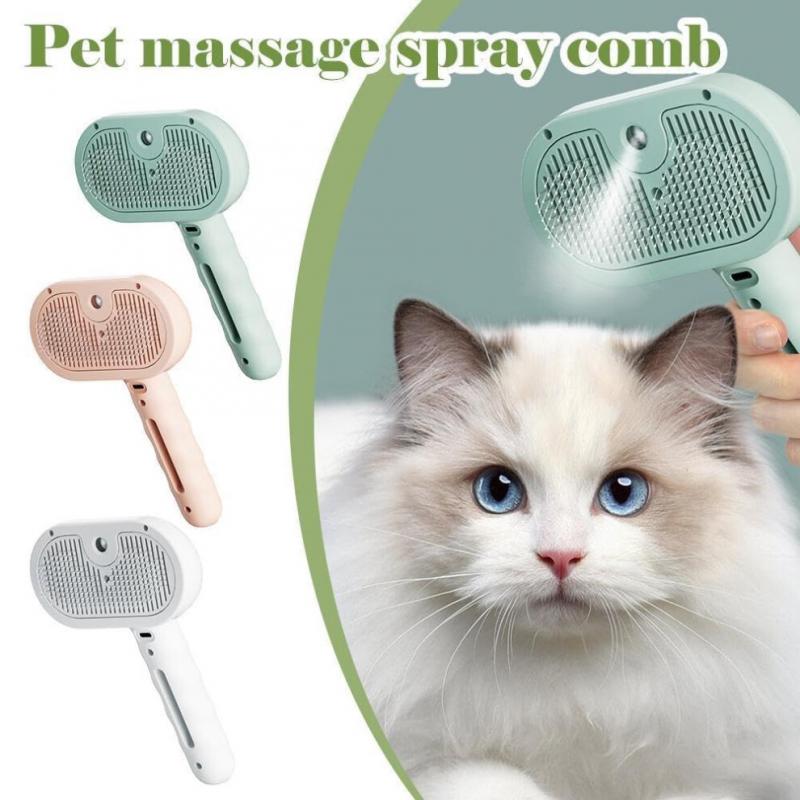 Pet Grooming Comb with Water Steam Styling for Dogs and Cats, Green Floating Comb Remover, Lint Spray Accessory, Size Adjustable