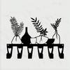 Nordic Style Metal Wall Decor with 6 Hooks for Keys, Vase and Plant Key Holder, Iron Craft for Entryway Bedroom, Natural Theme Gift