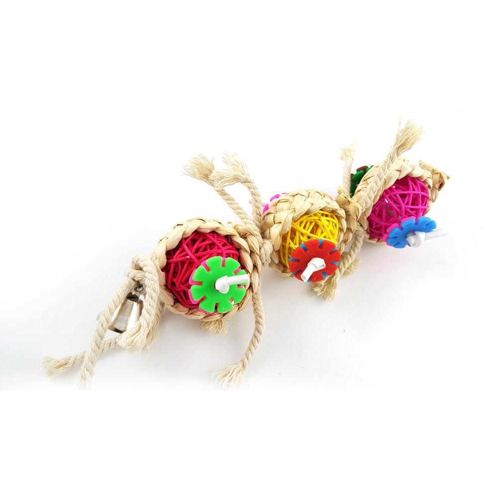 Bird Toys, Parrot Toys with Bells, Parrots Cage Chewing Toy Multicolored Bite Toys for Macaw Cockatoo Pet Birds Accessories
