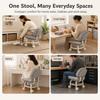 Rolling Low Stool with Backrest Padded Seat & Silent Casters Thick Foam Cushion Smooth Multidirectional Movement for Home Office Garage Shop Library