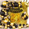 One-Year-Old Sequined Aluminum Film Balloon Set, Birthday Party Black And Gold Salad Flag Decorative Balloon Set.