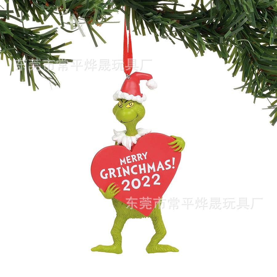 New Grinch Christmas tree decorations Green Monster Doll Christmas Decoration Cute Cartoon Hanging