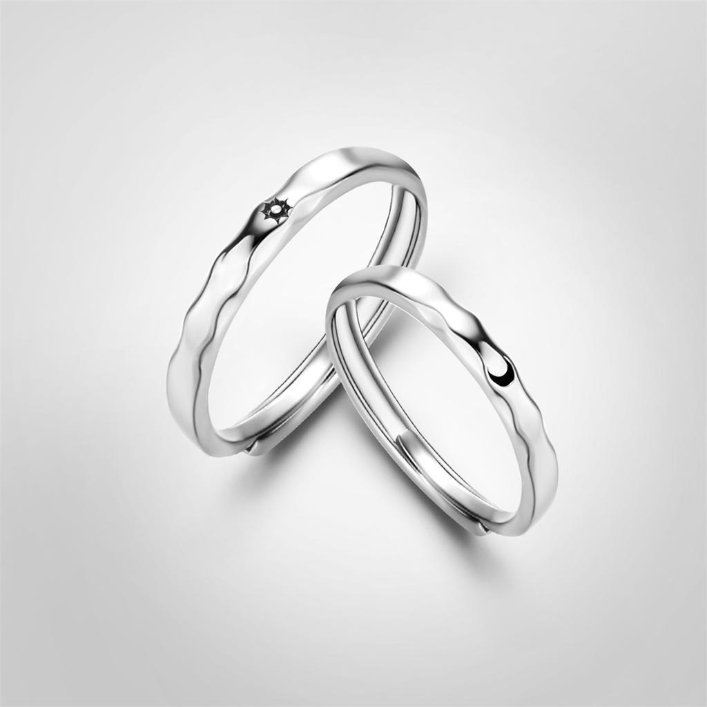 S Love Heart Heartbeat Couple Open Rings For Women Men Lover Black Copper Color Engagement Wedding Rings Valentines Day Gifts