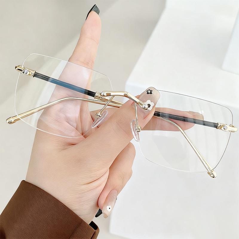 Frameless Diamond-Cut Men's Retro Anti-Blue Light Reading Glasses for Middle-Aged & Elderly.
