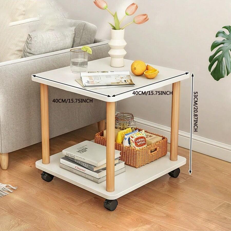 Solid Wood Side Table2-Tier Boho End Table With Storage Shelfslim Nightstand Bedside Table For Small Spacesliving Room