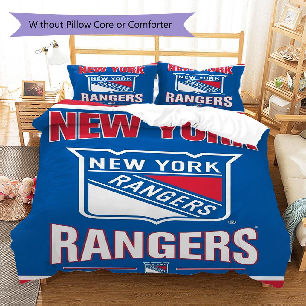 Set Biancheria da Letto con Fantasia New York Rangers Copripiumino Federa Decorazione per la Casa Regalo (1 * copripiumino + 2 * federa, senza nucleo)