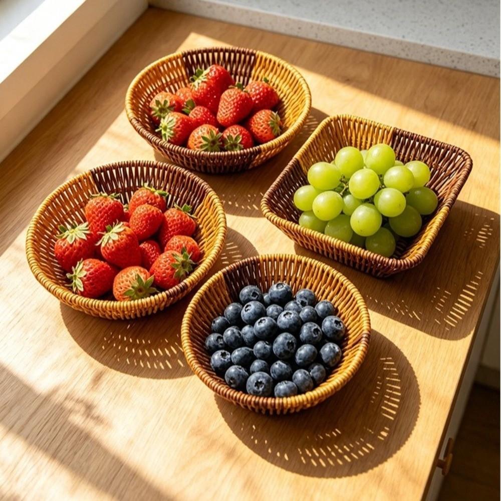 Multi-purpose Rattan Basket Creative Storage Tray New Storage Basket For Kitchen Organizer