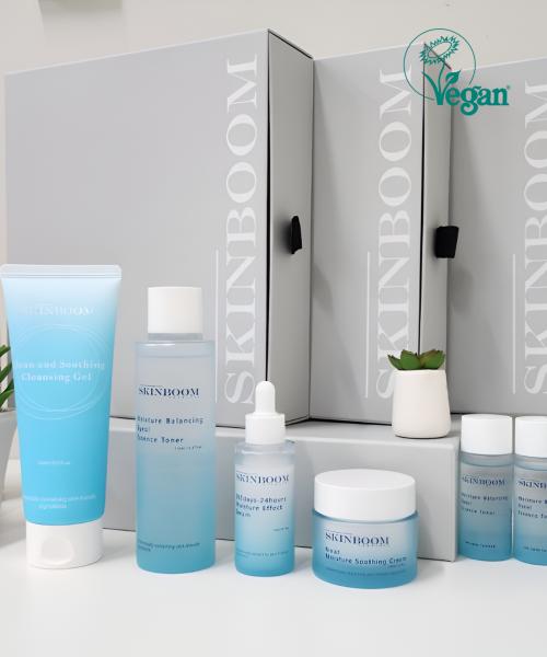 [Cleanser + 3-Piece Basic Set] Skinboom Toner, Serum, Cream, and Cleanser Set