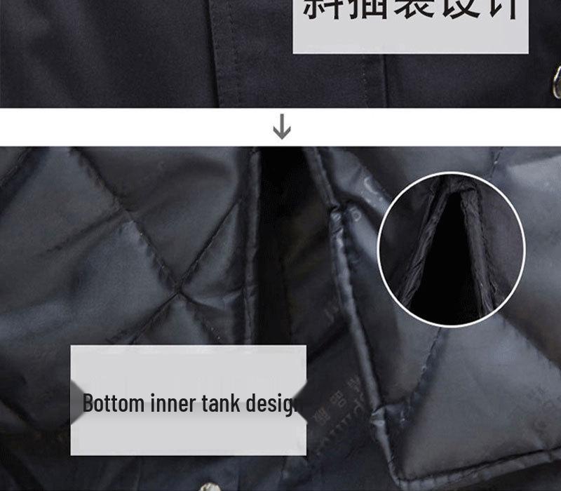 Military-Style Extra Long Reflective Winter Overcoat - Cold-Proof Security Guard Uniform with Cotton Insulation