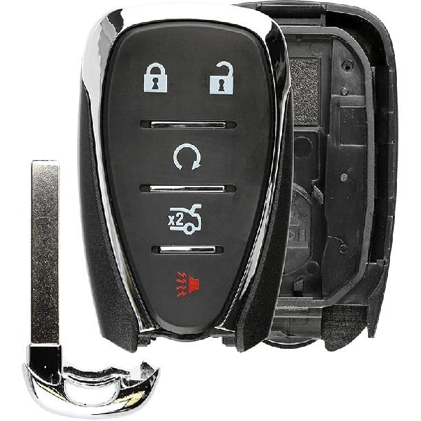 Key Fob Shell with Battery for Chevrolet 2016-2024, Alliskeys 4-Button Smart Key Case Cover Replacement for Chevy 2016-2024 HYQ4AA HYQ4EA HYQ4AS