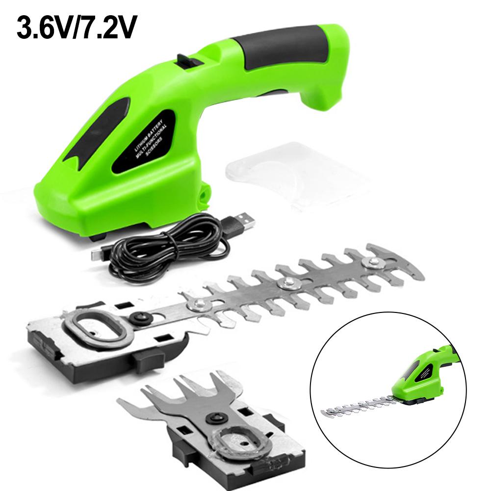 1pc 2-in-1 Handheld Electric Hedge Trimmer Dual-sided Safety Lock Cordless Grass Shear Shrub Cutter Garden Tools 32.5x9.6x12.5cm