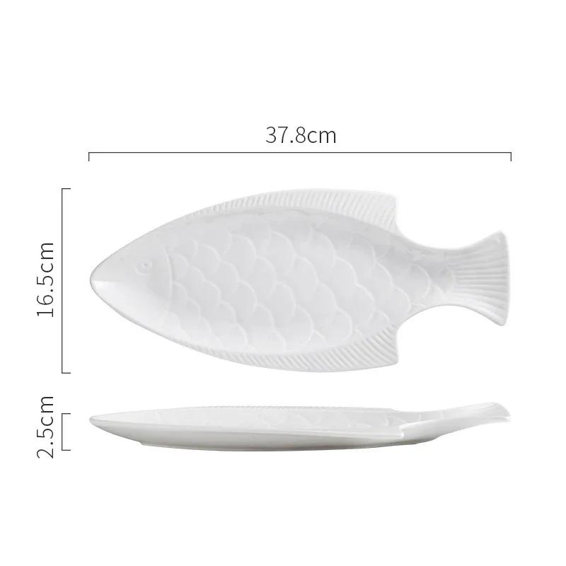 Ceramiczny talerz obiadowy Restauracja Kreatywny Talerz deserowy w kształcie ryby Naczynie na przekąski Talerz do sushi Talerz na rybę gotowaną na parze Jednokolorowe naczynia stołowe