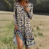 Long  Sleeve Dress For Women Casual Loose Fit Print Dress With Pockets