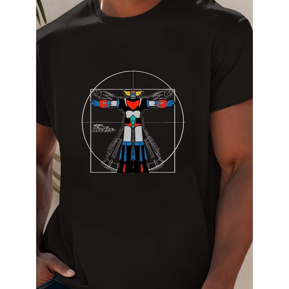 

T-Shirt Bold Robot Design Casual Shirt Breathable Everyday Formal Top Machine Washable Suitable for outdoor party events S