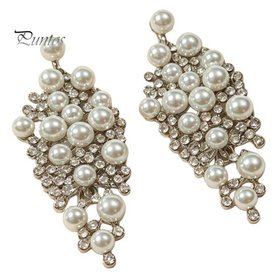 Alloy Earrings 1 Pair Faux Pearl Rhinestone Earrings, Women Waterdrop Stud Ladies Hypoallergenic Statement Fashion Jewelry for Wedding Party