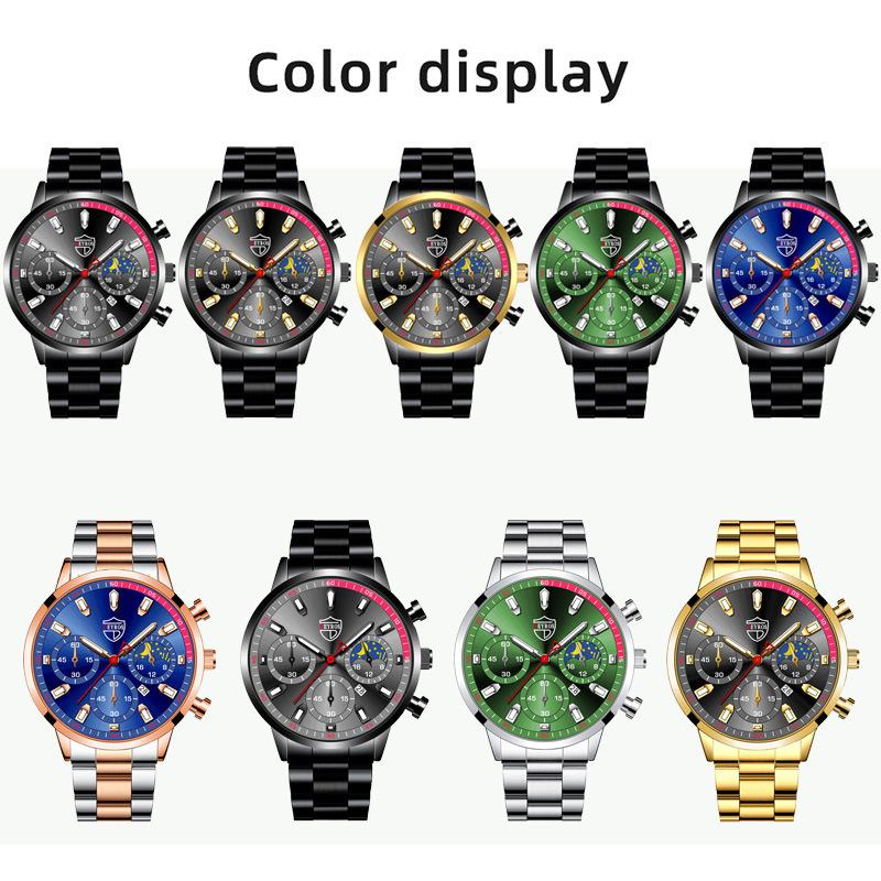 Stilvolle, einfache Uhr Herren Edelstahl Uhr Kalender Quarzuhr Herren personalisierte Casual Uhr