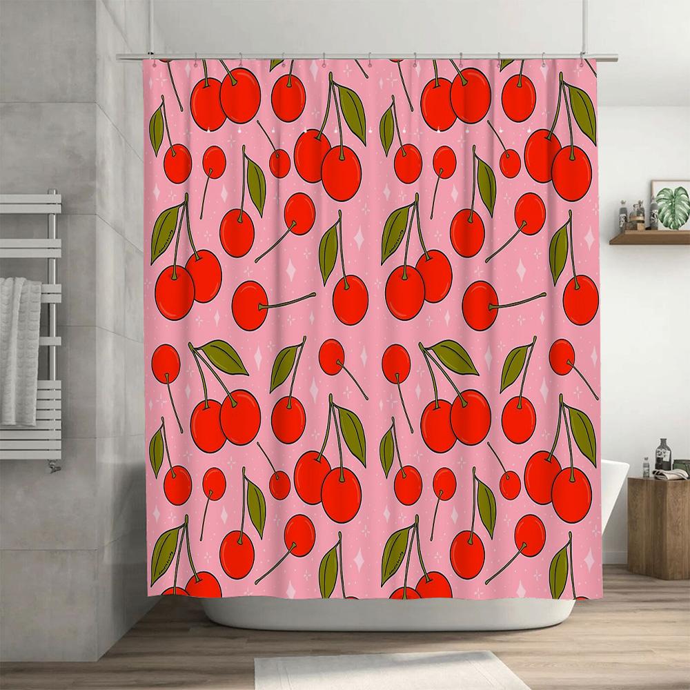 Süßer Kirschblüten-Duschvorhang Bauernhaus Blumiges Badezimmer Dekor Wasserdichtes Stoff-Hintergrundbild Vintage-Stil Heimdekoration