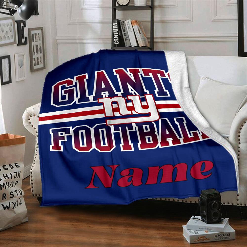 Giants Football Name Four Seasons Blanket Customized With Your Name Lightweight And Warm Perfect Gift For Home Office Camping Sofa Travel Beach
