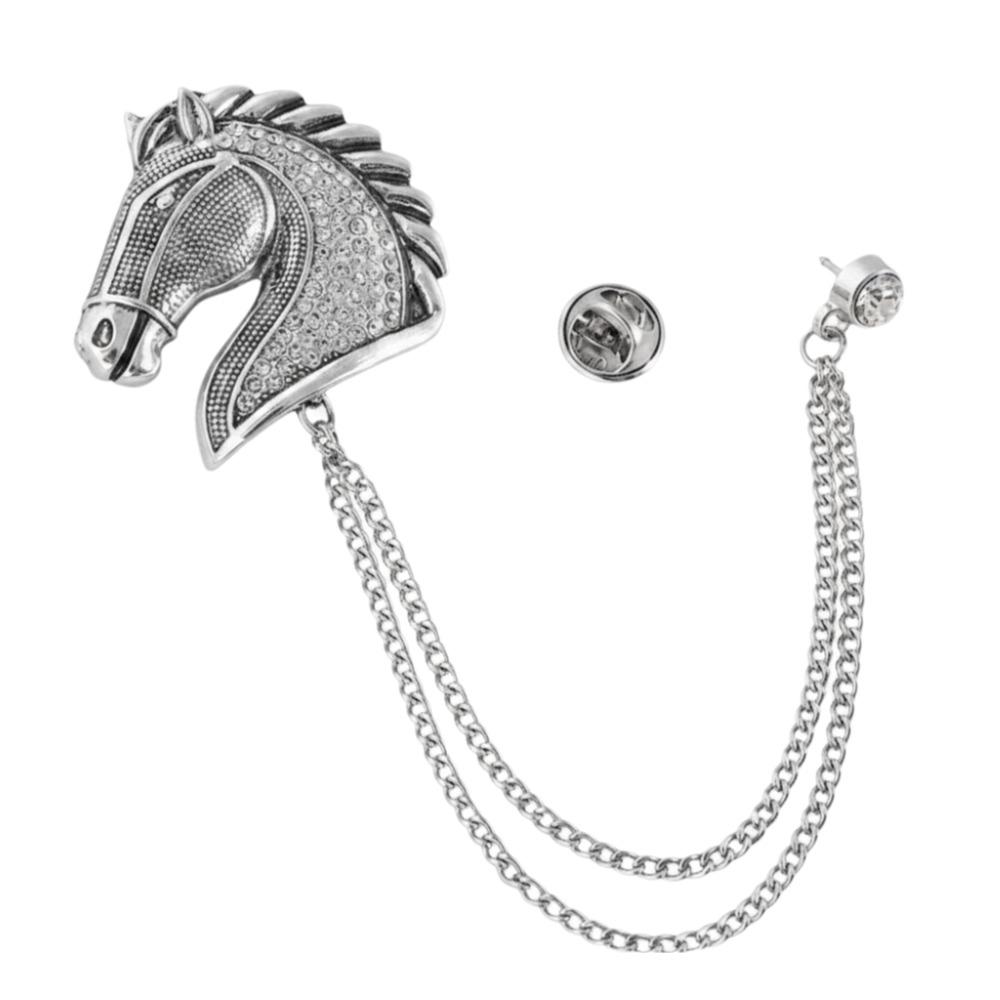 Zinc Alloy Horse Head Brooch Vintage Style Horse Brooch Exquisite Animal Jewelry Unisex серебряный