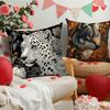 Tiger, Snow Leopard And Wolf Patterns Printing Pillow Cover Short Plush Suitable Living Rooms Bedrooms Sofas Throw Cushion Cover