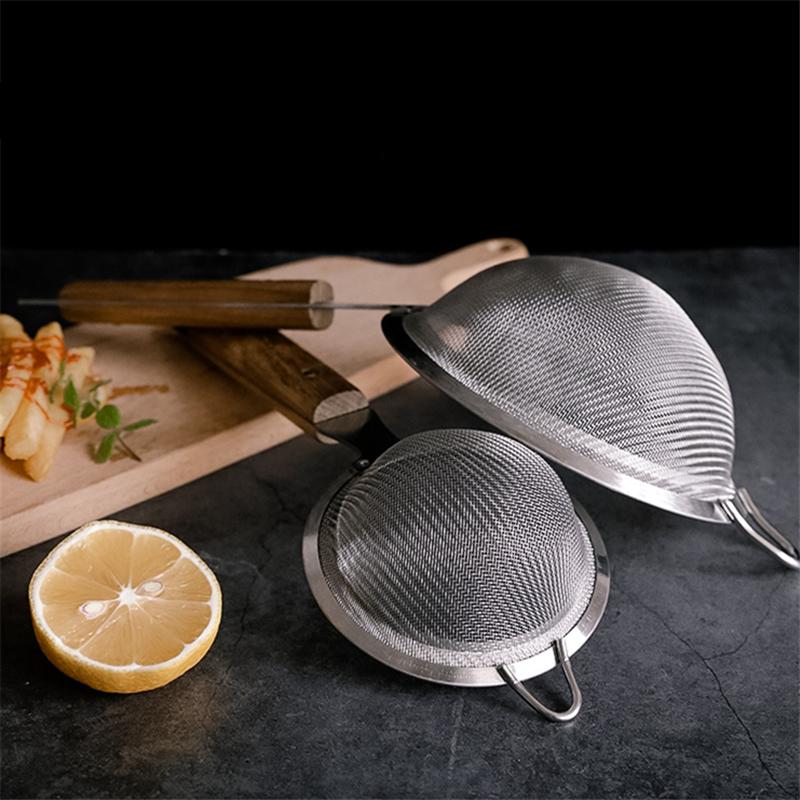 Stainless Steel Strainer Colander Wooden Handle Fine Mesh Skimmer Frying Food Scoop Oil Filter Household Kitchen Utensils
