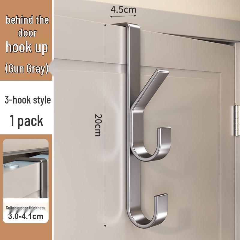 Adhesive-Free Multi-Functional Vertical Clothes Hooks for Bathroom Doors