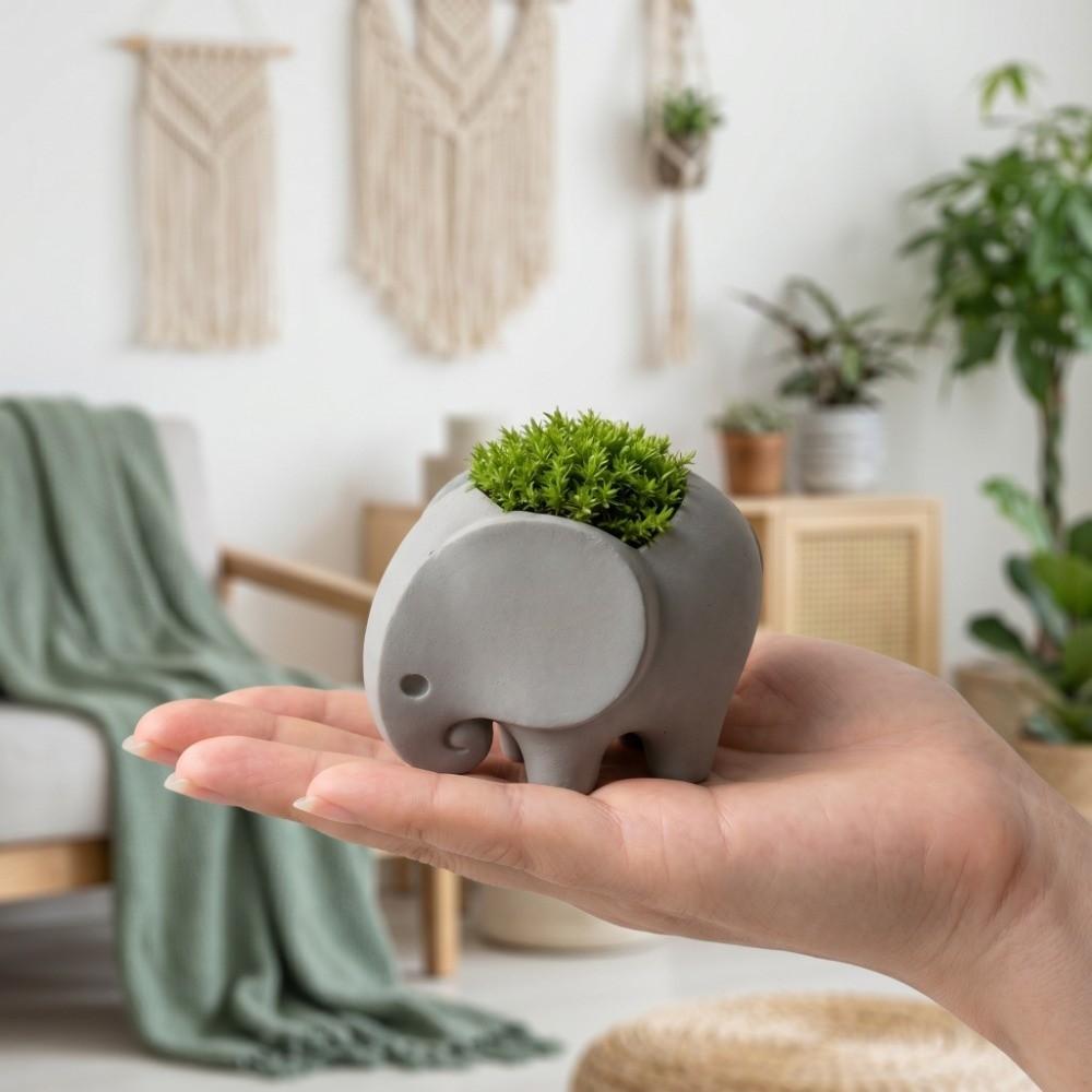 Succulent Planter 3D Printed Elephant Flowerpot Plastic Small Cactus Plant Holder  Home Office