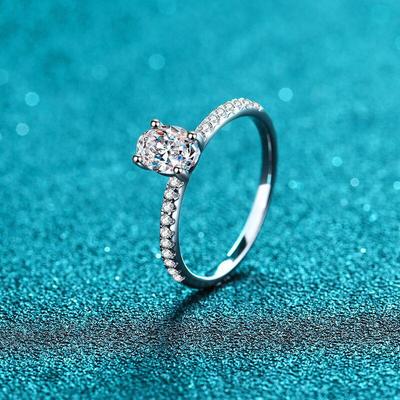 Moissanite Wedding Ring For Women Oval Cut Diamond Band 925 Silver With White Gold Plated Rings Women 'S Girl Wedding Gift