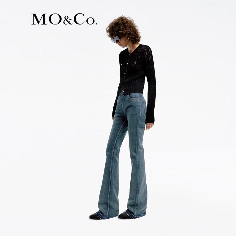 MO&Co. Women's Acetate Blend Hollow-out Knit Cardigan