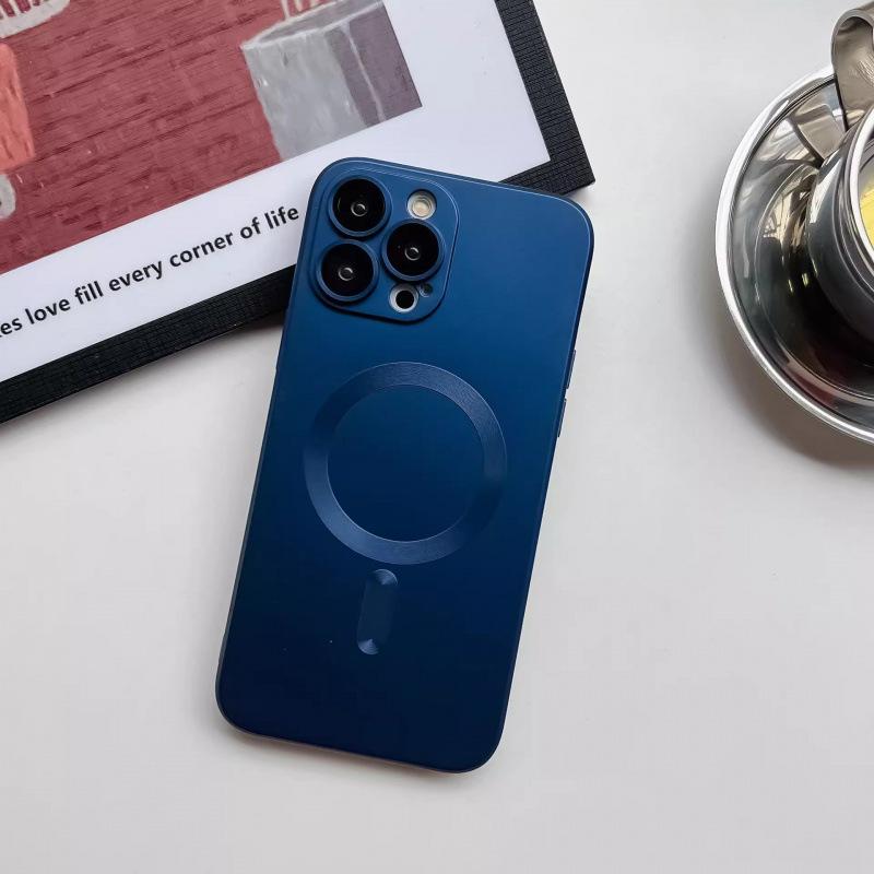 Apple 16 Phone Case for iPhone 15 Pro Max: Silicone Magnetic Lens, Full Coverage, Drop Protection