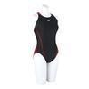 Mizuno Stream Ace Size FINA Swimming Size 96 Challenge Women's Low-Cut Swimsuit, Black/Red, L, (International Federation) Approved, N2MA2740,