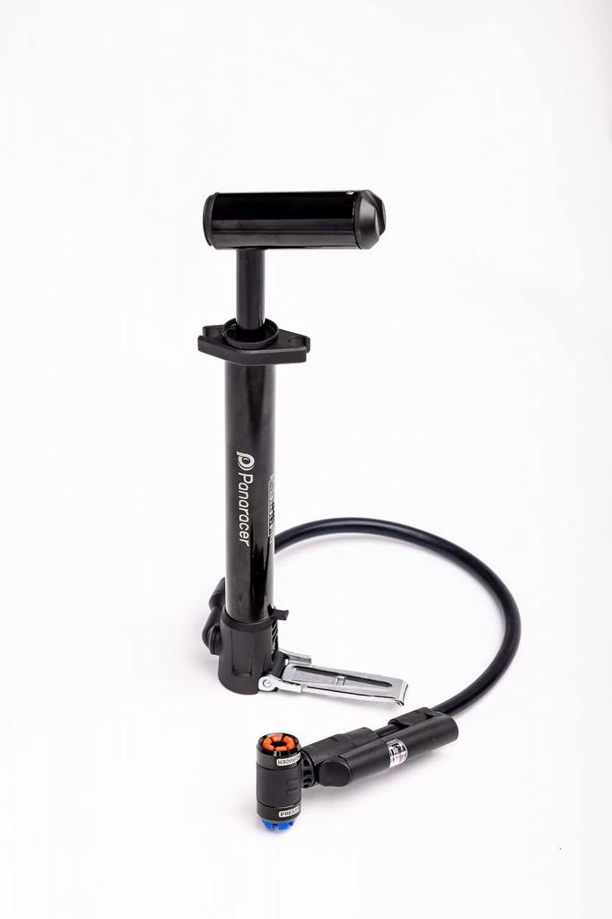 Panaracer Bicycle Pump, One-Touch Installation, Portable High-Pressure Pump with Air Pressure Gauge, US/French Compatible, Black, BMP-24AEZ-B