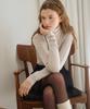 Deuloupisumeon Pintuck Turtleneck Long Sleeve Top [Beige]