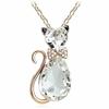 Luxury Wedding Bridal Women Cat Rhinestone Charm Pendant Necklace Party