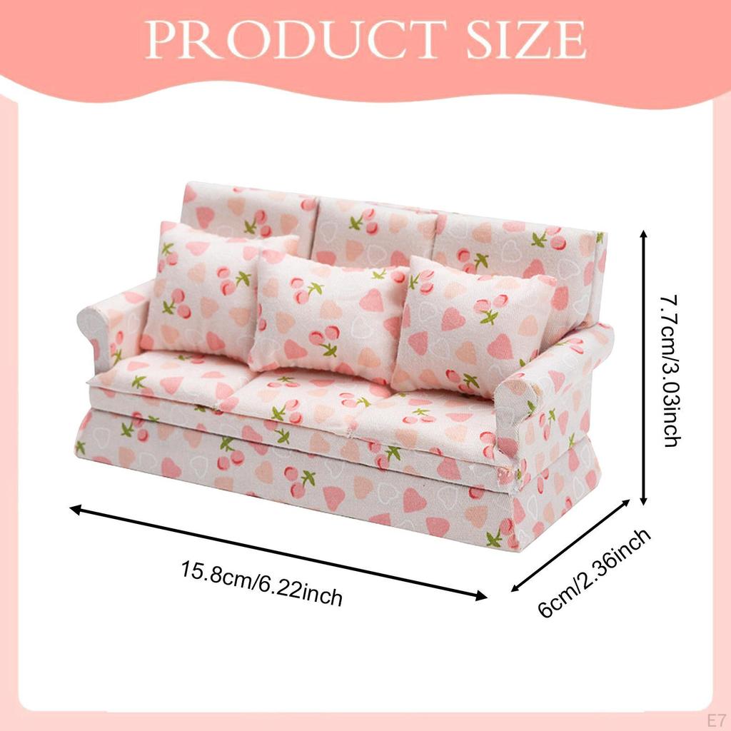 Dollhouse Couch , 1/12 Scale, Birthday Gift, Ornament Modern Accessories Sofa