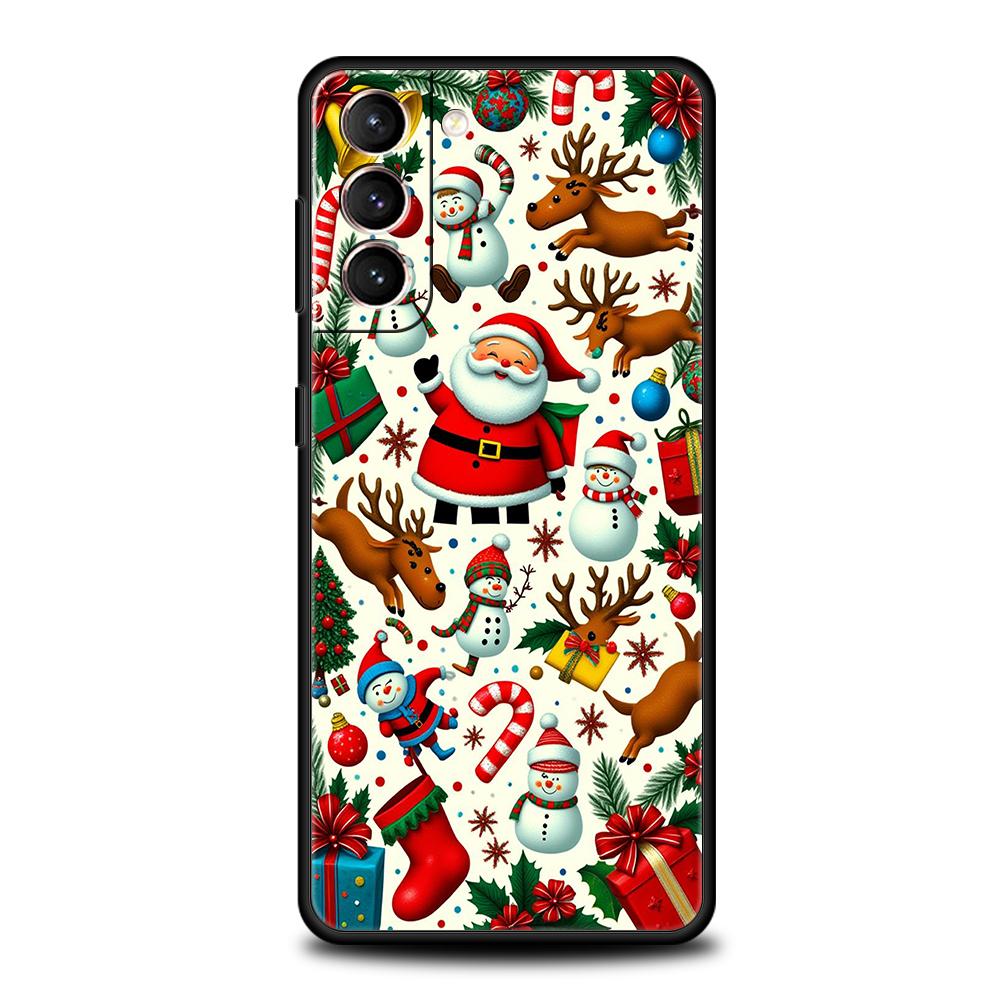 Merry Christmas Phone Case Cover for Samsung Galaxy S25 S24 S23 S22 S20 S21 FE Ultra S10 S10E Plus 5G Soft TPU Capas Fundas Bags