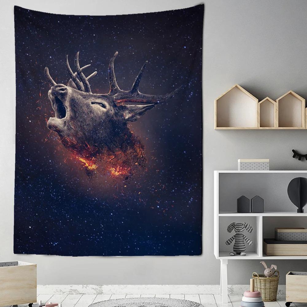 Cartoon Santa Claus Pattern Tapestry Home Bedroom Living Room Wall Decoration Christmas Theme Tapestry