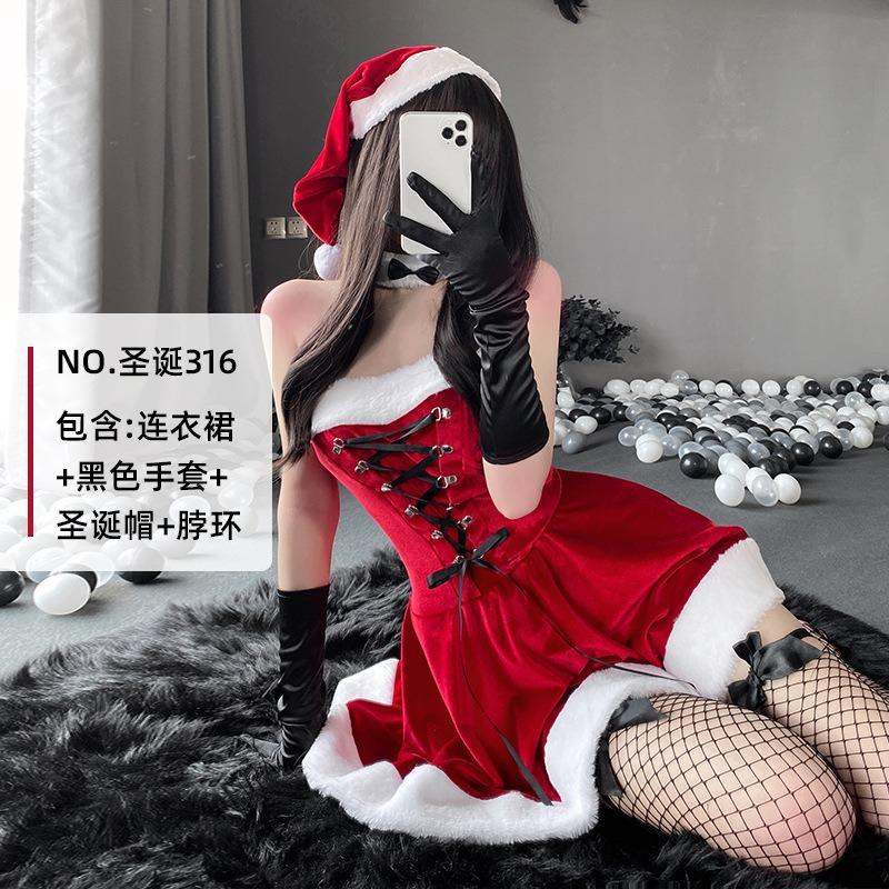 

Сексуальный милый костюм для девушки, костюм для косплея в ночном клубе, костюм для сценического выступления, шея, Рождество $x one size fits all красный