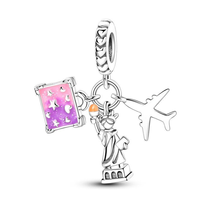 New In Original Pink Charms Copper Bow Charms Butterfly Flower Beads Fit Necklaces Bracelets For Women Diy Fine Jewelry Gift