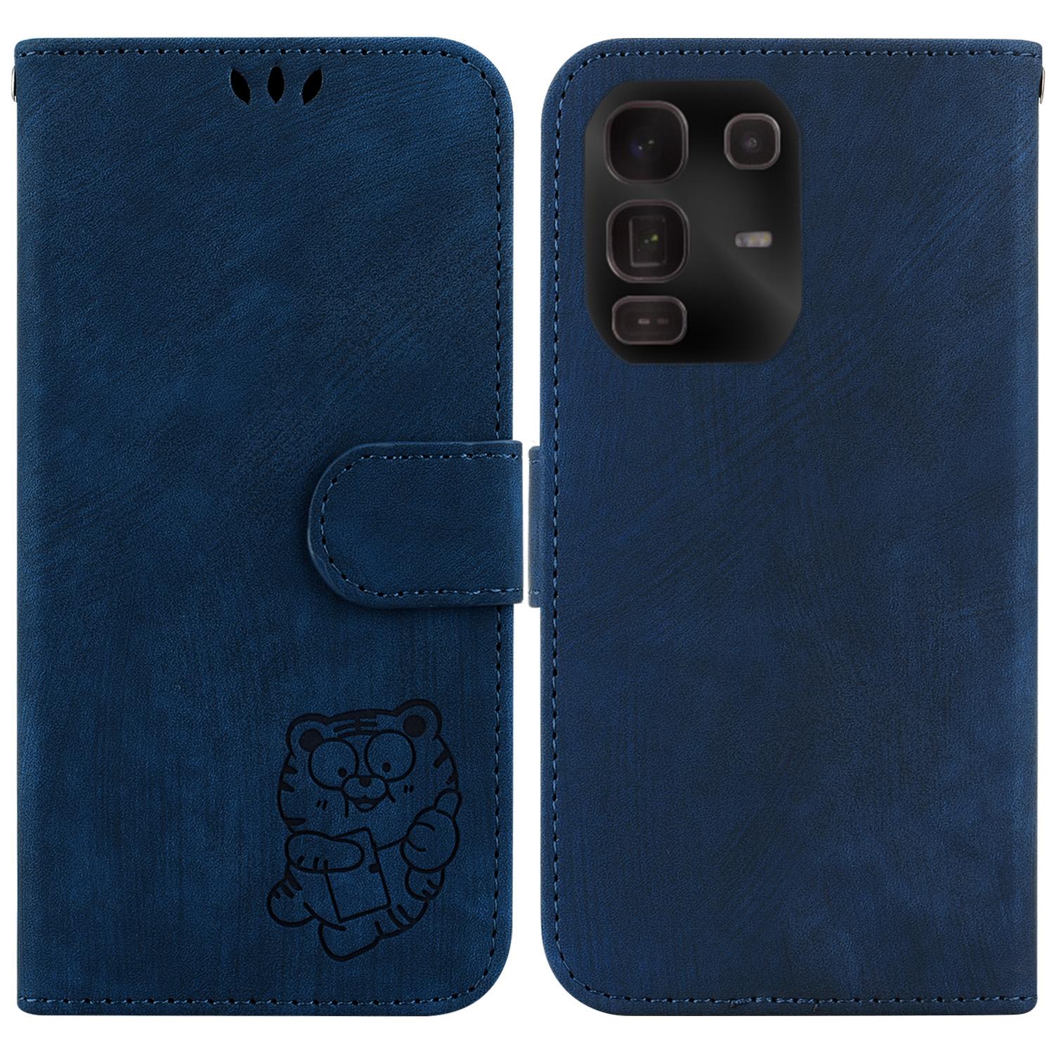 

Чехол-кошелек для Infinix Note 50 Pro+ 5G, кожаный противоударный чехол для телефона с тиснением тигра и ремешком на запястье Dark Blue