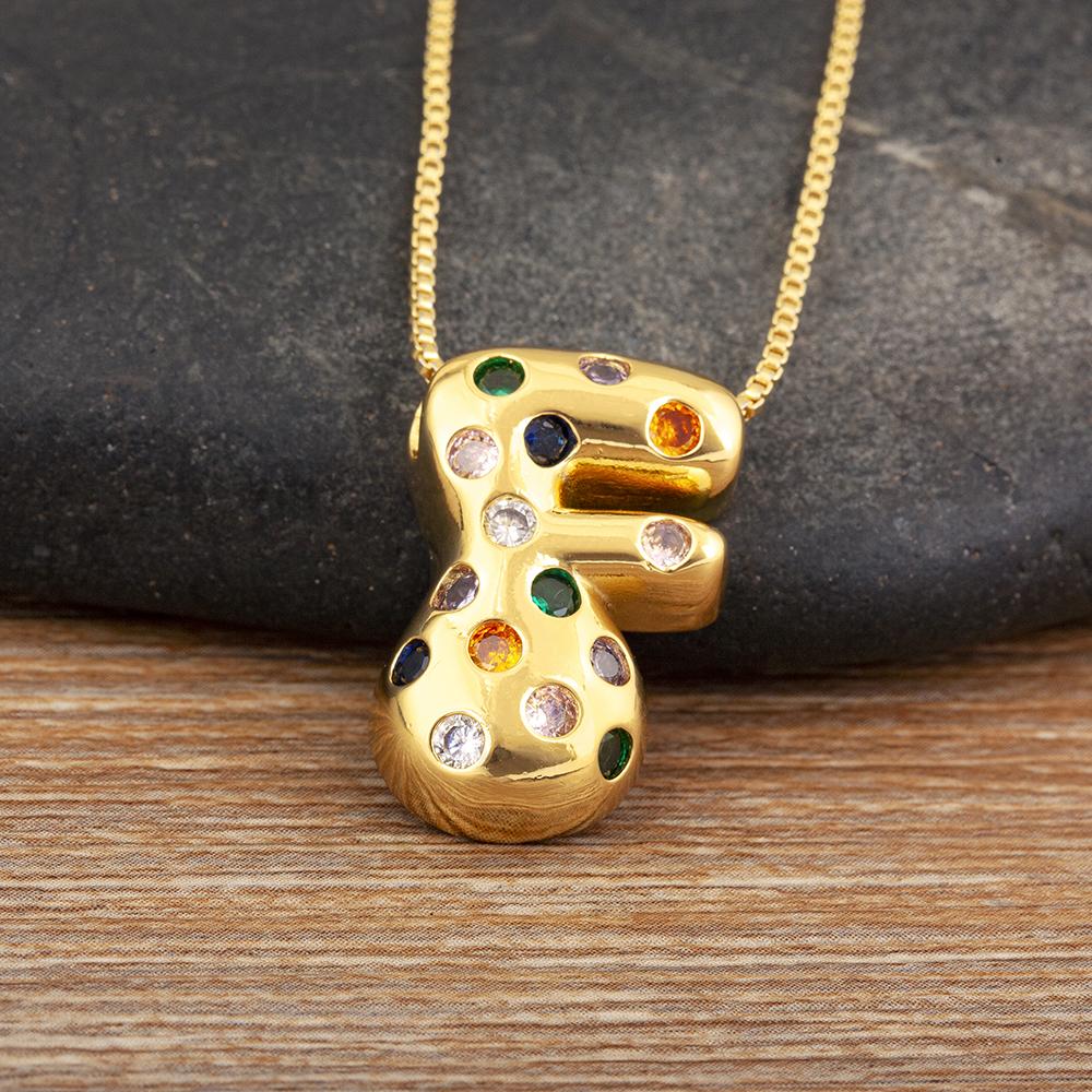 Nidin New Fashion 26 A-Z Letters Initials Alphabet Pendant Necklace For Women Men Inlaid Colorful Zircon Jewelry Accessories