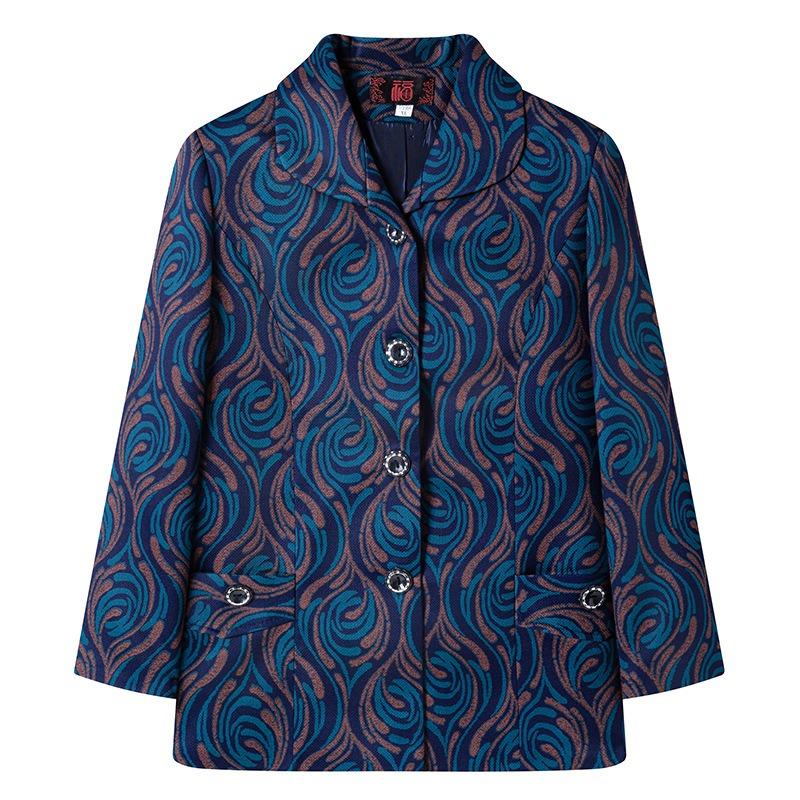 Autumn Women's Top with Lining, Year 0 Thin Coat, Old Lady Lapel Gown
