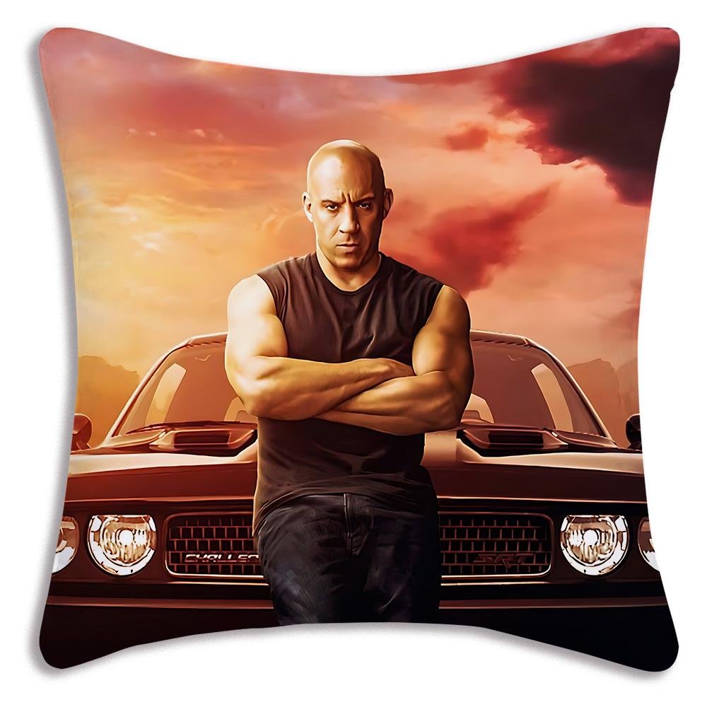 Fast And F-Furious MOVIEs Pillow Covers Cartoon Sofa Decorative Home Double-sided Printing Short Plush Cute Cushion Cover
