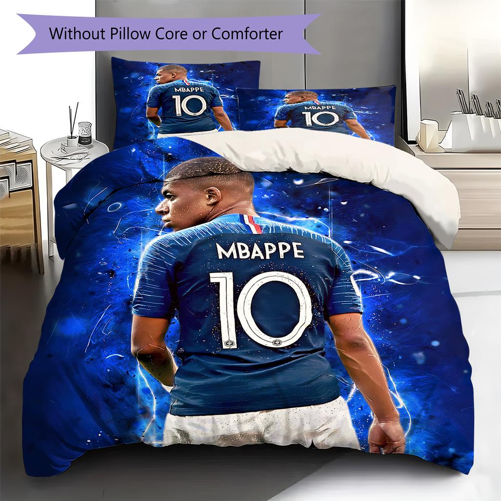 Mbappé Mönster Sängkläder, Täcke Set Påslakan Örngott Hem Födelsedagspresent (1 * påslakan + 2 * örngott, utan kärna)