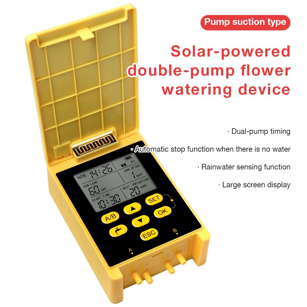 New APP Control Automatic Irrigation System Water Timer Dual Pump Smart Solar Irrigation Timer Rain Sensor for Garden Lawn Plant